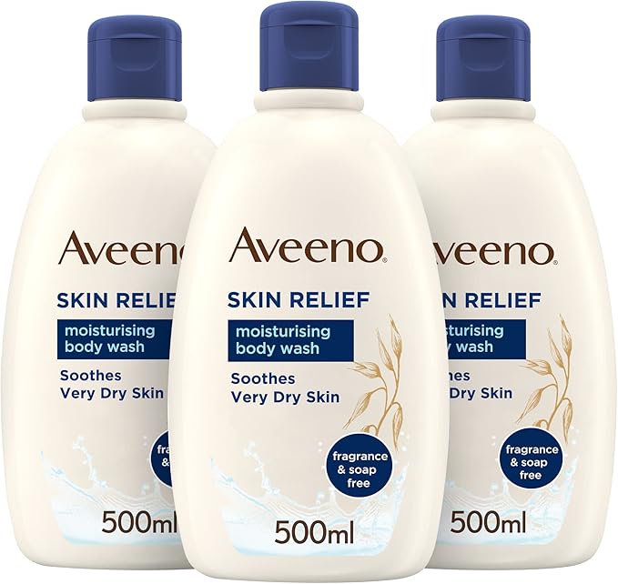 Aveeno Skin Relief Moisturising Body Wash Bundle (3x 500ml), Gentle Cleansing Wash with Soothing Triple Oat Complex, Soap-Free, Unscented for Sensitive and Very Dry Skin - Image 2